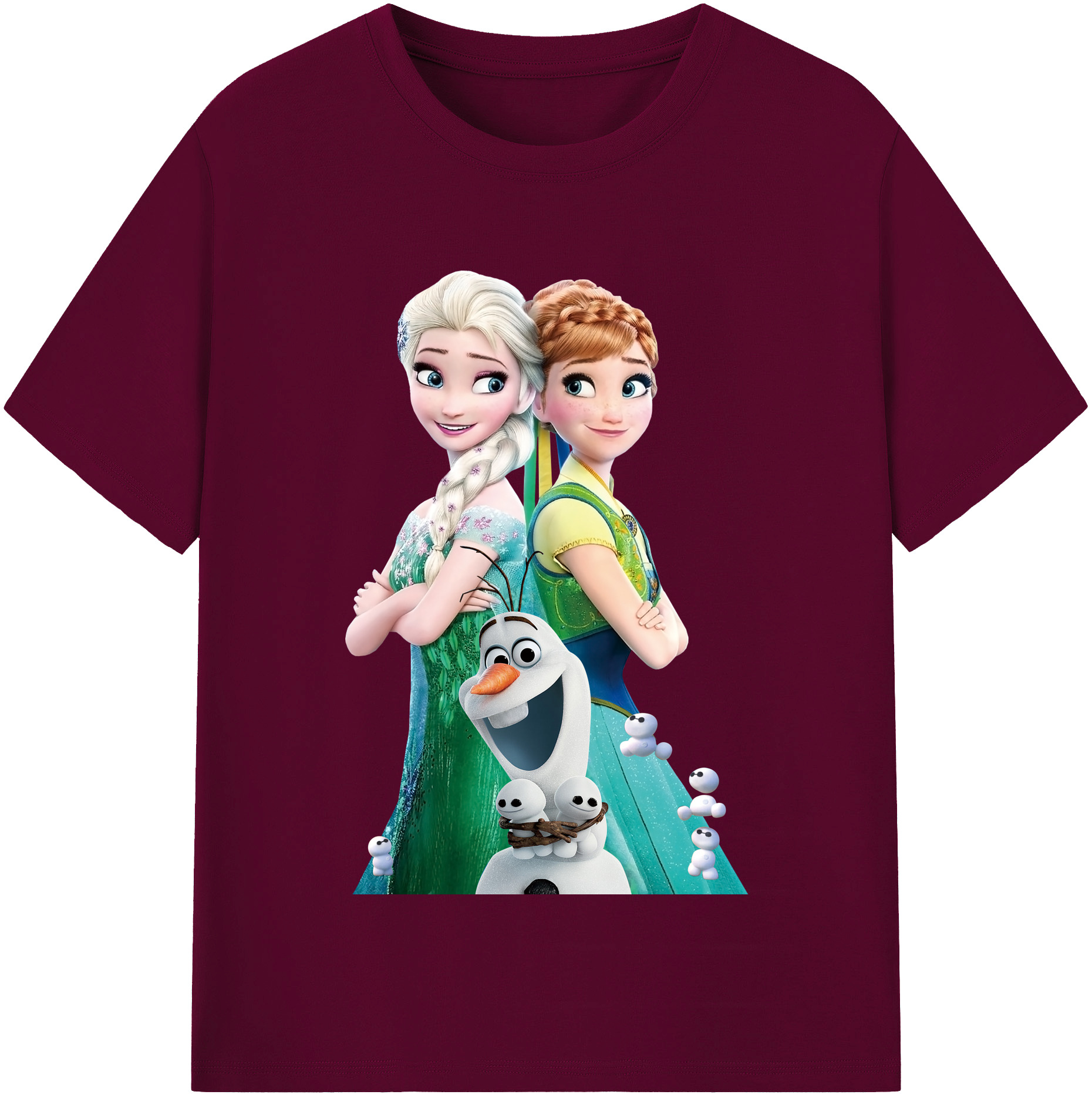 （画像用） アナと雪の女王 アンナ エルサ Frozen Anna Elsa レディースカジュアルプリントTシャツ（綿100％）